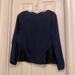 Loft Navy Lace Blouse